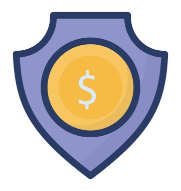 Dolar güvenlik kalkanı içinde, mali güvenlik simgesi.