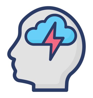 Beyin enerjisi, düz simge tasarımı 