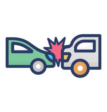 Araba isabet simgesinin düz vektör tasarımı.