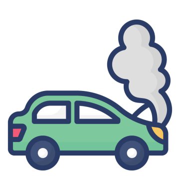 Araba yanık simgesi düz vektör tasarımı.