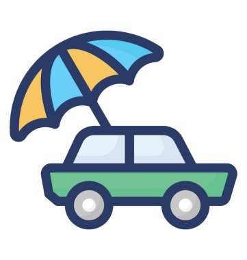 El araba, düz tasarım araba sigortası simgesi.