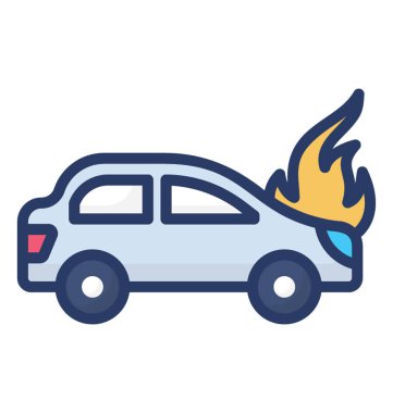 Araba kazası simgesinin düz vektör tasarımı.