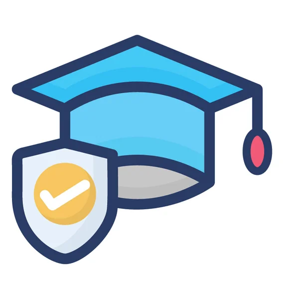 Mortero Con Escudo Icono Del Seguro Educación Diseño Plano — Vector de stock