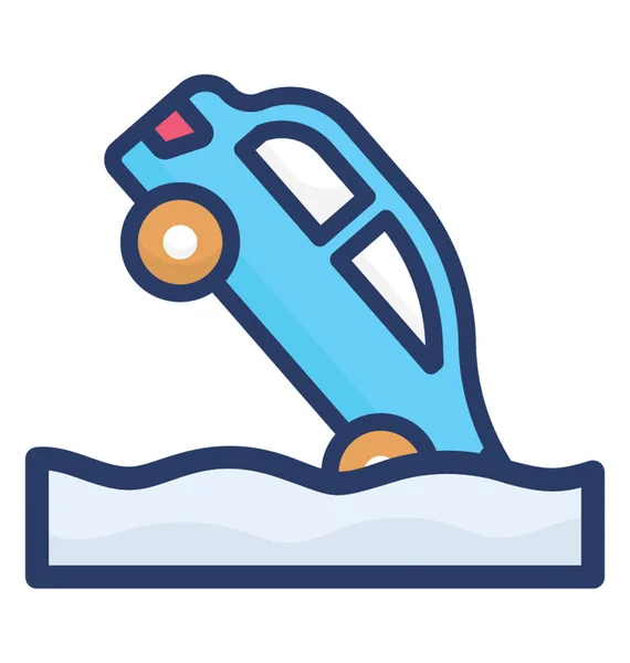 Diseño Vectorial Plano Del Icono Hundimiento Del Coche — Vector de stock