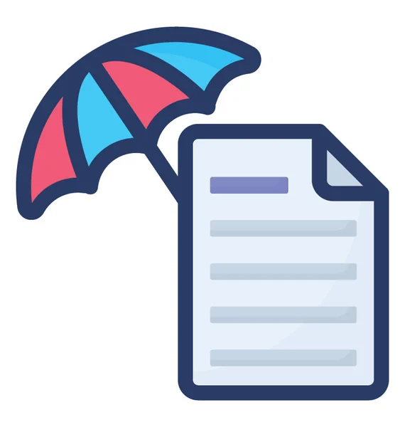 Papier Avec Parapluie Icône Document Confidentiel — Image vectorielle