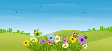 Bahar bahçesi arka plan illüstrasyon vektörü 