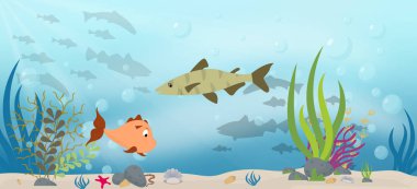 İllüstrasyon tasarımında balık oyunu arka plan 