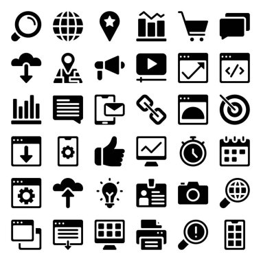 Web Tasarım projeleriniz, teknik yayınlar veya Web konuları için tasarımlarınızda Web glif simgeleri ayarlayın. Bu ilişkili kurumsal için dikkat kapmak için enfes bir pakettir.