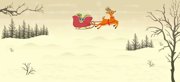 Santa Sleigh Illustration Game Background — Stock Vector