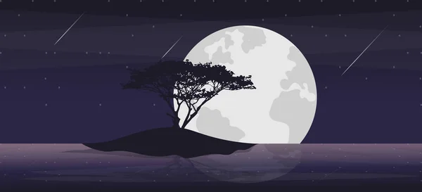 Espeluznante Luna Fondo Ilustración Diseño — Vector de stock