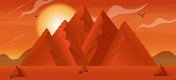 Ilustración Del Fondo Del Atardecer Montaña — Vector de stock