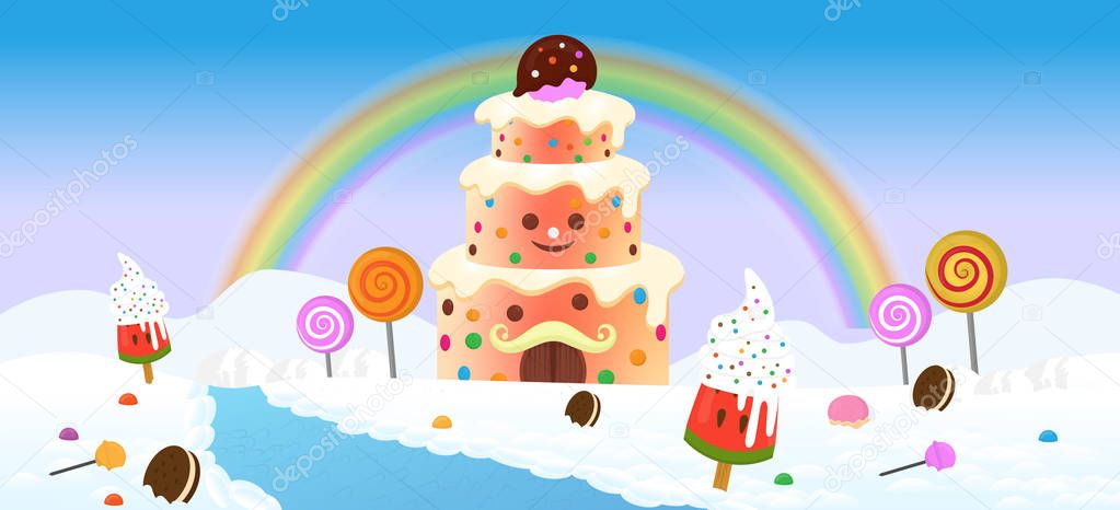 Game background illustration of candyland  