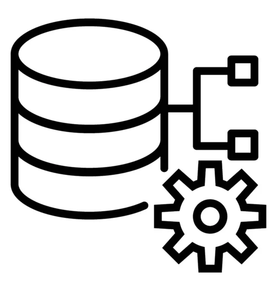 Liniendesign Des Datenbankeinstellungssymbols — Stockvektor