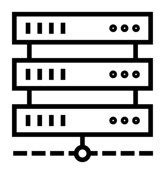 Conception Ligne Icône Serveur Données — Image vectorielle