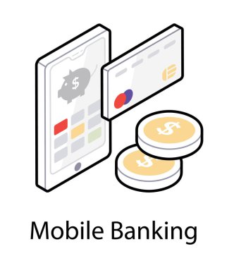 Mobil bankacılık simgesi tasarımı, biyometrik vektör 