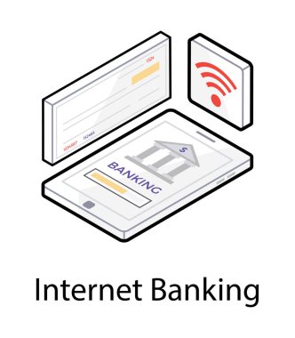 E bankacılık uygulaması, isometrik simge tasarımı 