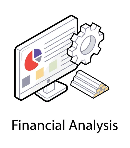 Analisi Finanziaria Progettazione Icone Isometriche — Vettoriale Stock