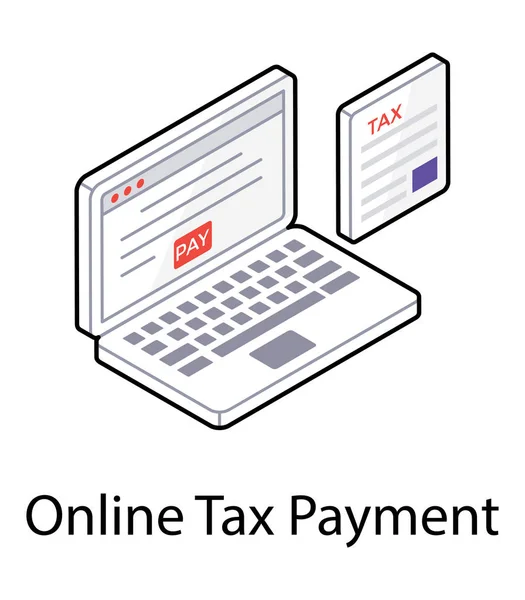 Иконка Оплаты Налога Онлайн Изолированы Белом Фоне — стоковый вектор