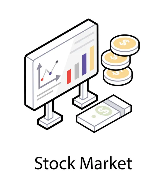 股票市场图标设计 等轴测设计 — 图库矢量图片