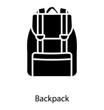 Sırt çantası simgesi tasarımı, dolu vektör 