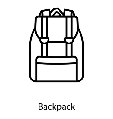 Sırt çantası simgesi tasarımı, çizgi vektörü 