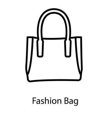 Moda çantası simgesi, çizgi vektörü 