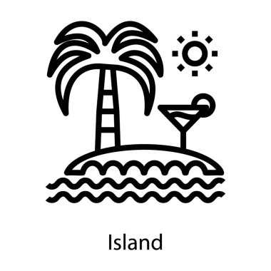 Satır tasarımında Plaj palmiye adası vektörü 