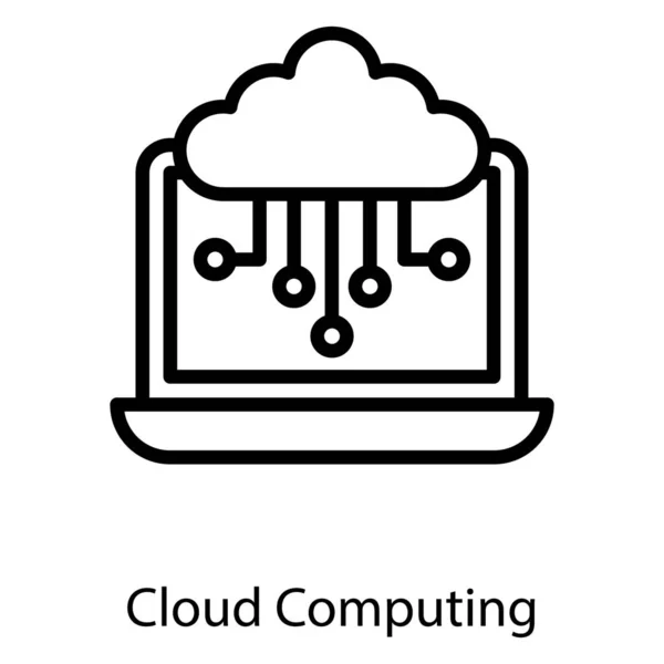 Conception Icône Technologie Cloud Computing Ligne — Image vectorielle