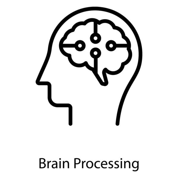 Conception Linéaire Vecteur Simulation Cérébrale — Image vectorielle