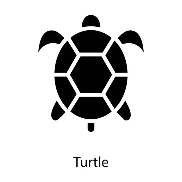 Icône Tortue Mer Dans Design Solide — Image vectorielle