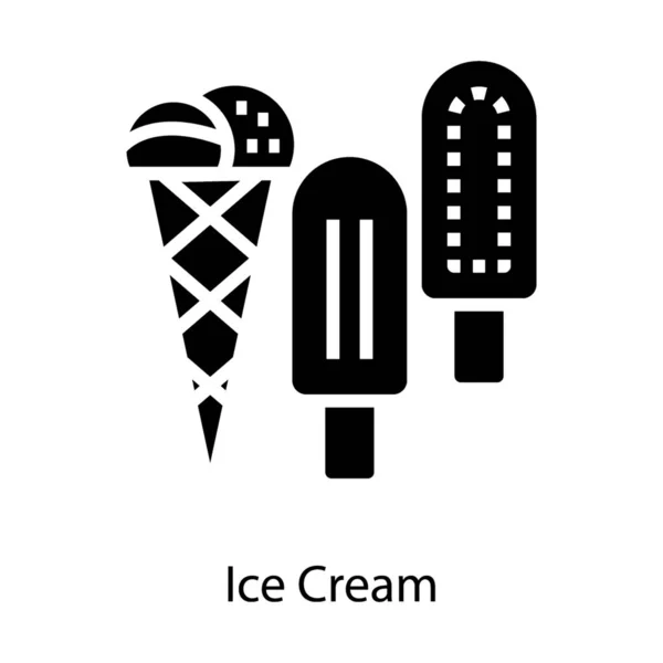 Icono Cono Helado Vector Glifo — Vector de stock