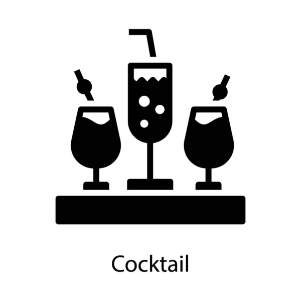 Bebida Cocktail Vetor Sólido —  Vetores de Stock