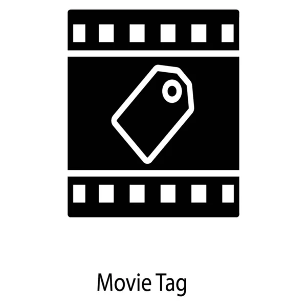 Ikona Tagu Filmu Wektorze Glifu — Wektor stockowy
