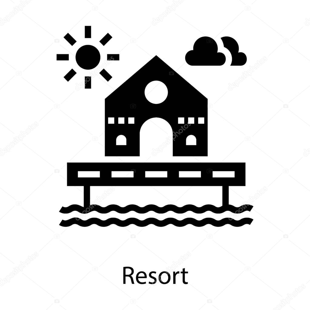 Vacation stop resort in glyph vector 