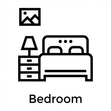 Temiz yatak odası mobilyaları simgesi 