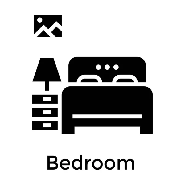 Temiz Yatak Odası Mobilyaları Simgesi — Stok Vektör