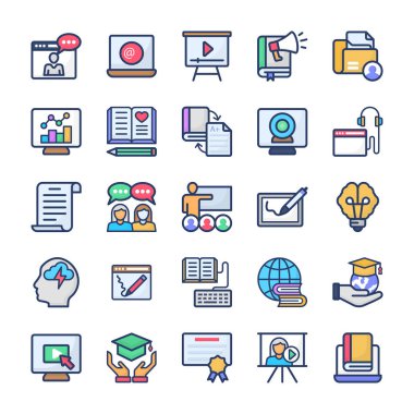 Online Öğrenme Flat Vektörler Paketi 