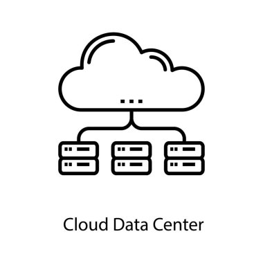 Bulut veri merkezinin çizgi simgesi 