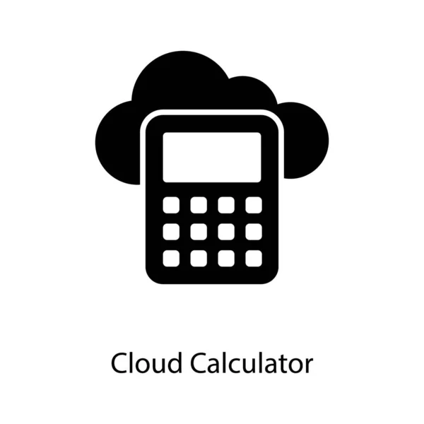 Icône Calculatrice Cloud Dans Design Solide — Image vectorielle