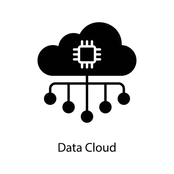 Processador Dados Nuvem Design Sólido — Vetor de Stock