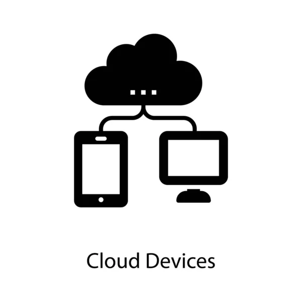 Icône Solide Des Périphériques Cloud — Image vectorielle