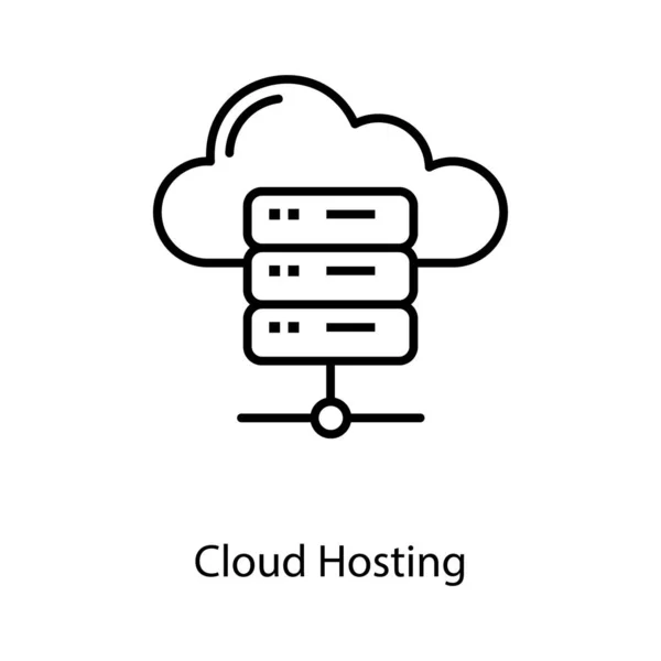 Icona Cloud Hosting Nel Design Della Linea — Vettoriale Stock