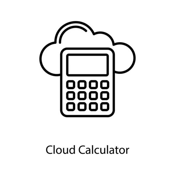 Ícone Calculadora Nuvem Design Linha — Vetor de Stock