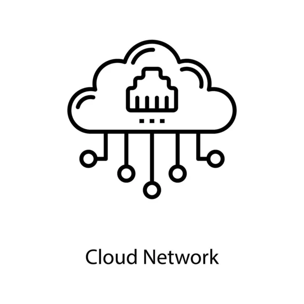 Ikona Sieci Chmury Obliczeniowej Projektowaniu Linii — Wektor stockowy