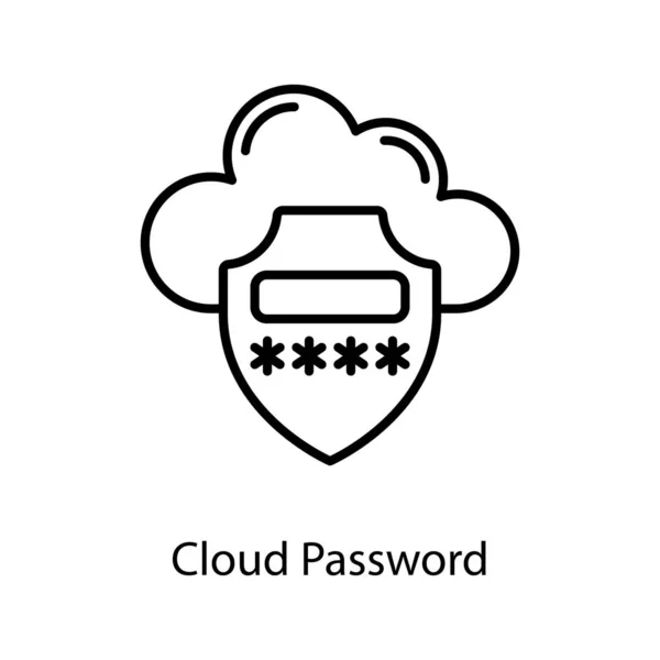 Cloud Passwort Symbol Zeilendesign — Stockvektor