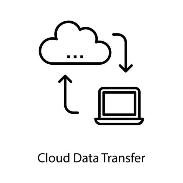Transferência Dados Nuvem Design Linha — Vetor de Stock
