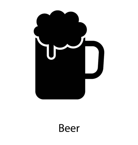 Caneca Cerveja Ícone Sólido — Vetor de Stock