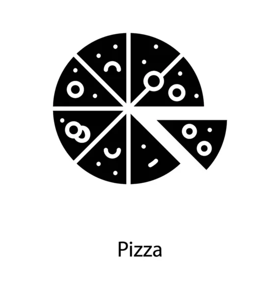 Pizza Glyph Vector Icon — Stock Vector