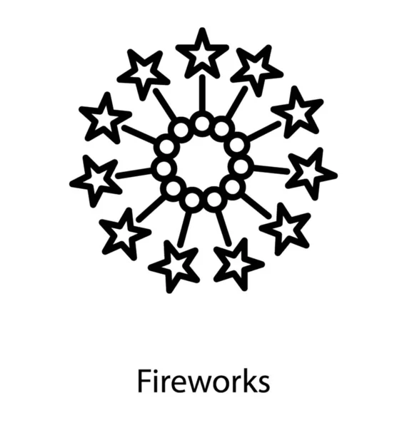 Partij Fireworks Lijn Pictogram Vector — Stockvector