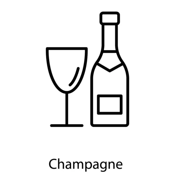 Ikona Vektoru Čáry Champagne — Stockový vektor